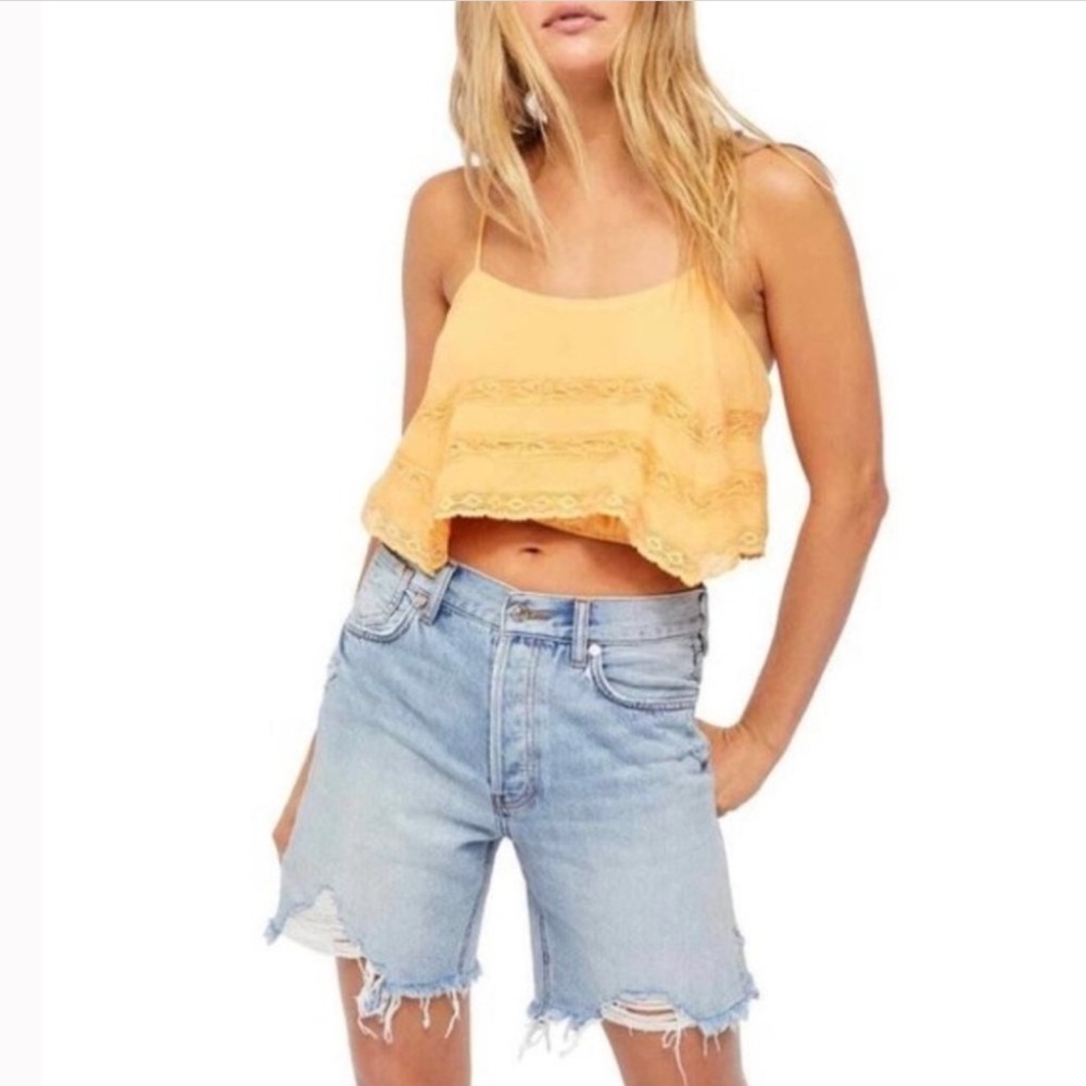 Free People Home Again Orange Crop Cami Top, L, NWT